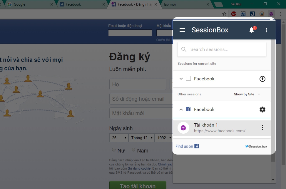 Đăng nhập nhiều tài khoản Facebook với SessionBox (Ảnh 6)