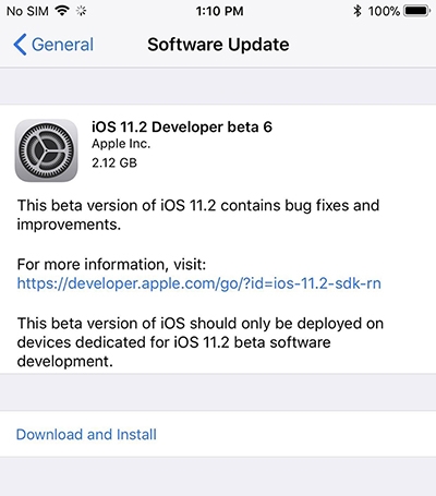 Phiên bản iOS 11.2 beta 6 vừa được Apple phát hành (Ảnh 2)