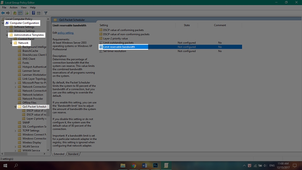 Hướng dẫn tăng 30% băng thông mạng trên Windows 10! (Ảnh 3) Hướng dẫn tăng 30% băng thông mạng trên Windows 10! (Ảnh 3)