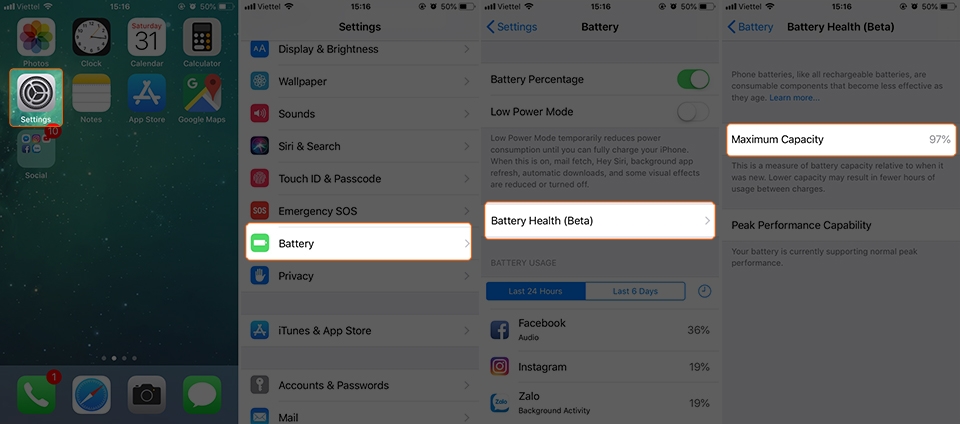 Kiểm tra dung lượng pin chính xác 100% trên iPhone (Ảnh 4) Kiểm tra dung lượng pin chính xác 100% trên iPhone (Ảnh 4)