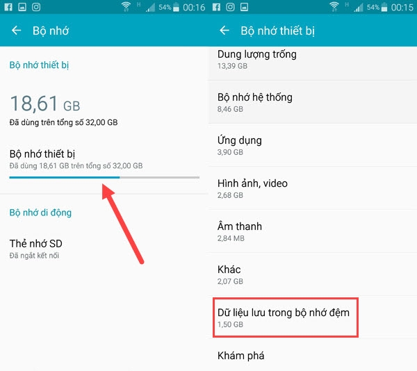 việc cơ bản cần làm khi thiết bị Android đầy bộ nhớ