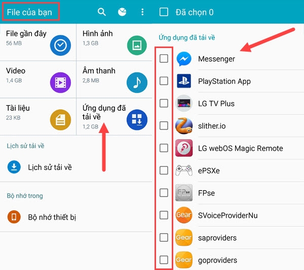 việc cơ bản cần làm khi thiết bị Android đầy bộ nhớ