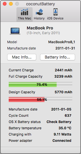 kiểm tra pin thiết bị iOS và MacBook bằng ứng dụng