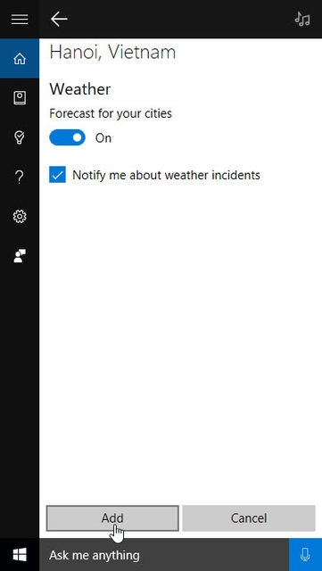 Cách thêm thời tiết các thành phố khác vào Cortana. Cách thêm thời tiết các thành phố khác vào Cortana.