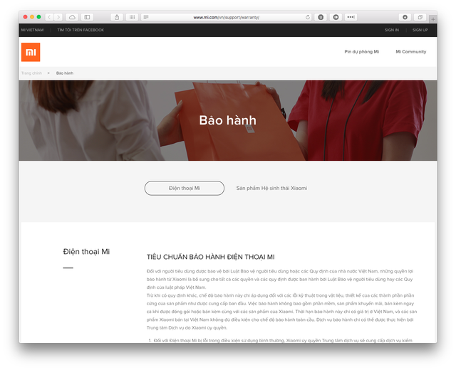 Website bảo hành của Xiaomi Việt Nam đã bị gỡ bỏ Website bảo hành của Xiaomi Việt Nam đã bị gỡ bỏ