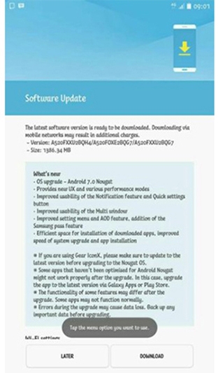 Galaxy A5 (2017) bắt đầu nhận cập nhật Android 7.0 Nougat