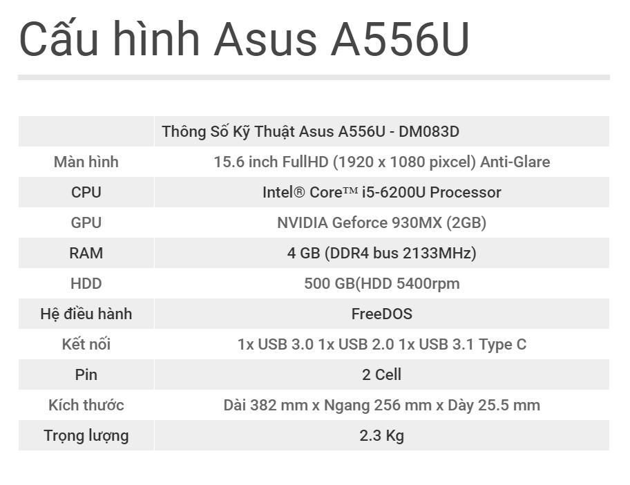Cấu hình Asus A556U