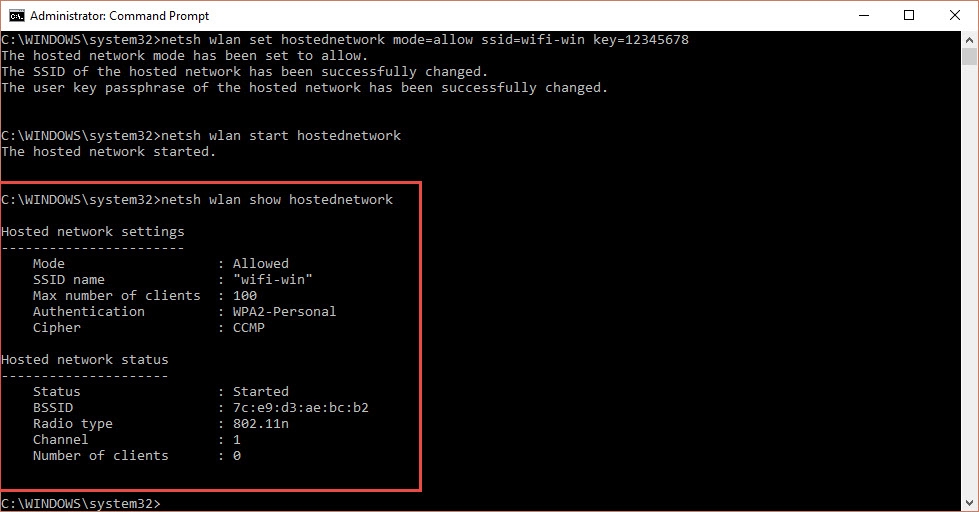 Hiển thị thông tin trạm phát WIFI đã tạo Hiển thị thông tin trạm phát WIFI đã tạo
