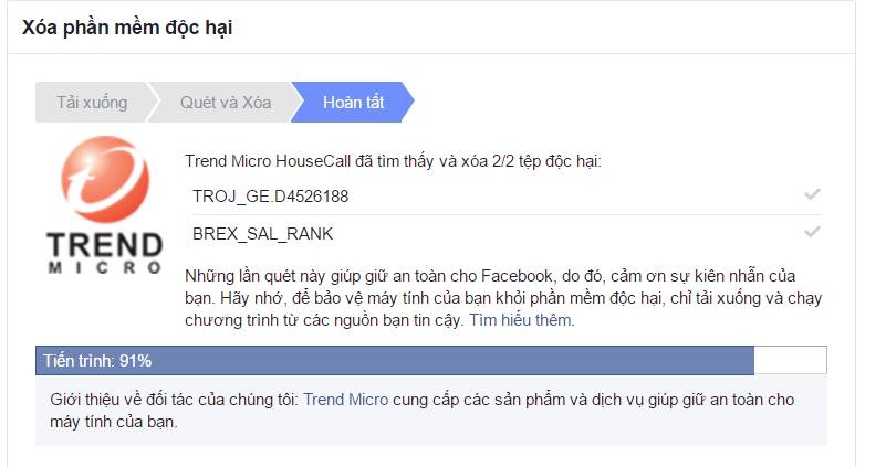 Facebook quét Virus