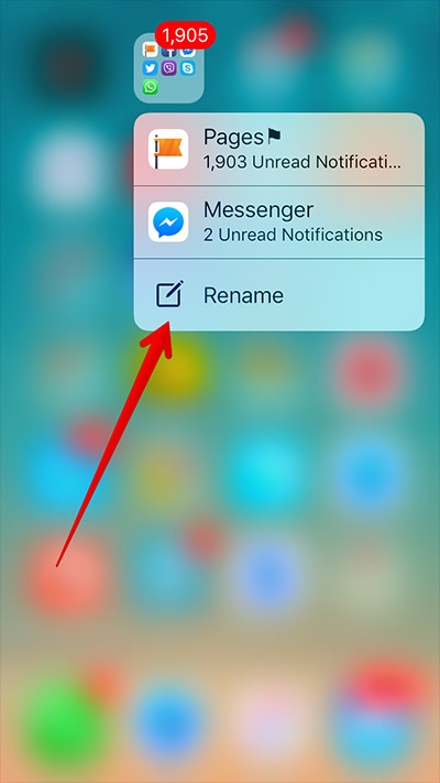 doi ten thu muc 3D touch tren iOS 10 beta