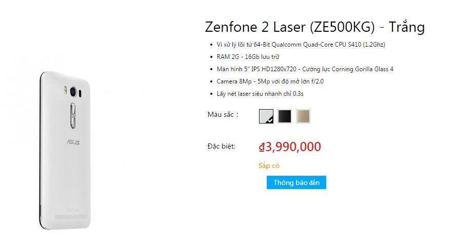 Giá Asus Zenfone 2 Selfie