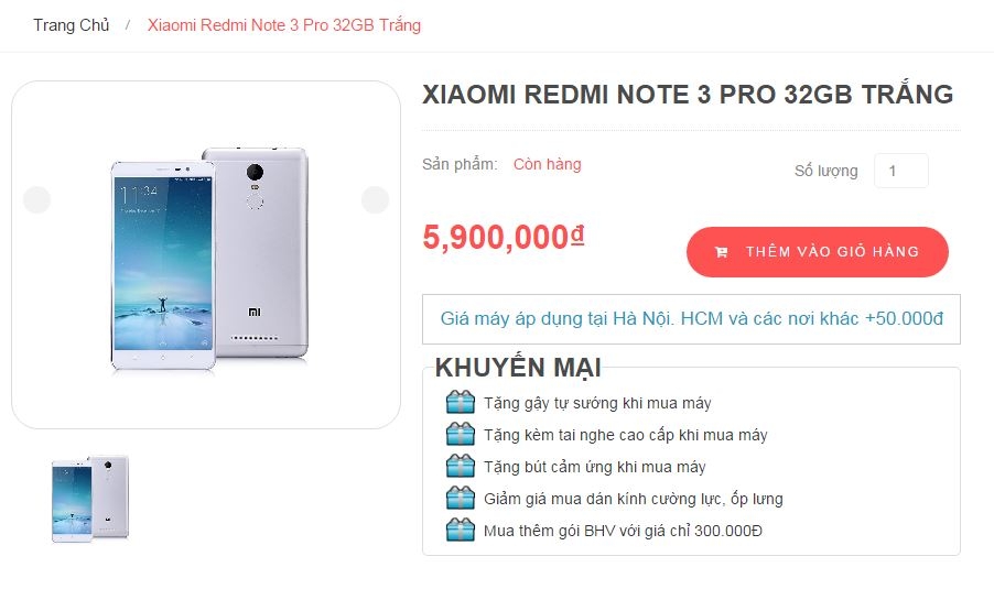 Giá Xiaomi Redmi Note 3 Pro