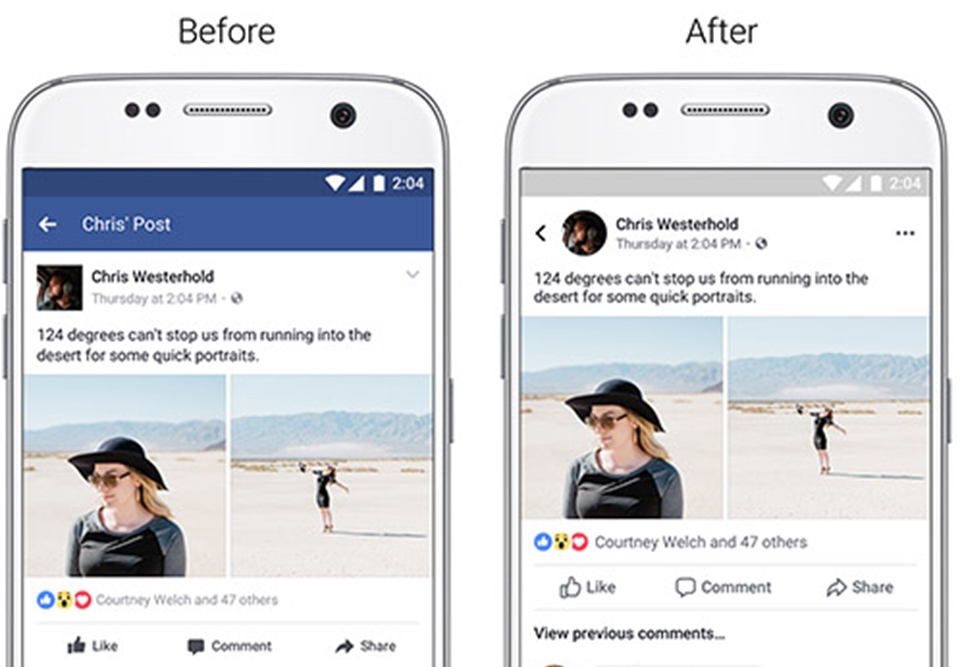 Facebook cập nhật giao diện mới