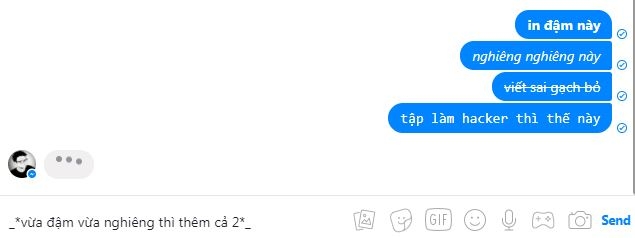 Định dạng văn bản khi tán gẫu trên Messenger