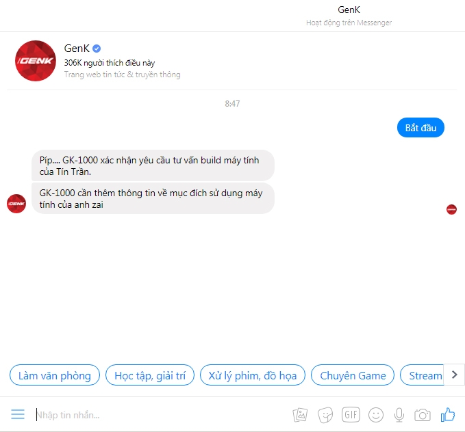 Tư vấn cấu hình máy tính tự động thông qua chatbot trên Facebook
