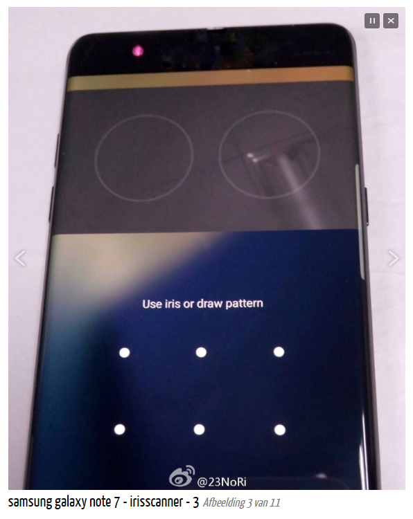 Rò rỉ màn hình quét mống mắt của Galaxy Note 7 7
