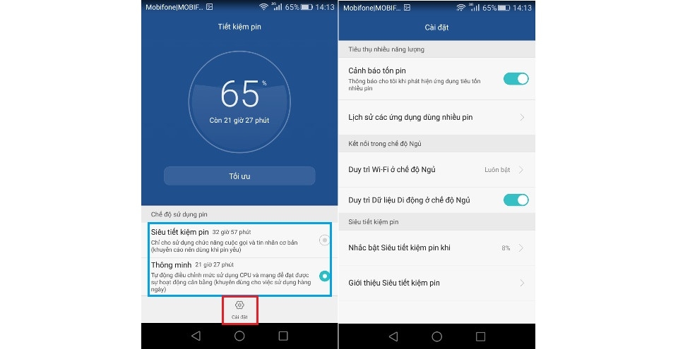 Thủ thuật tiết kiệm pin trên smartphone Huawei GR5