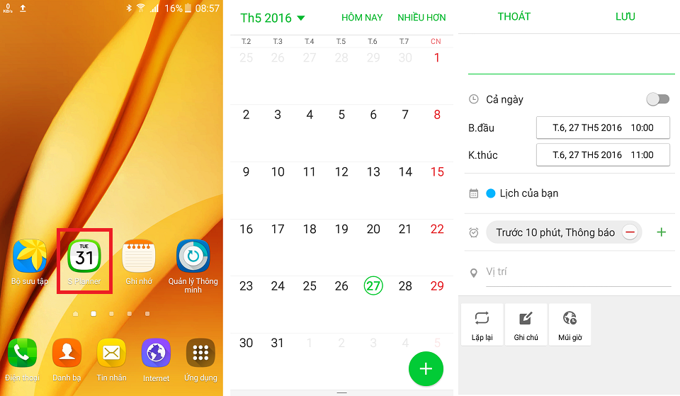 Cách sử dụng công cụ S Planner trên Samsung Galaxy On7