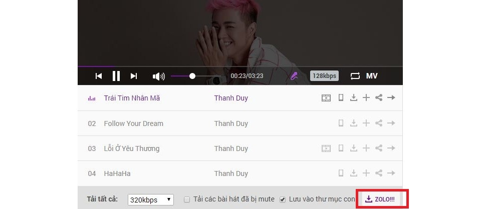 Zolo: tiện ích cho phép tải nguyên album nhạc trên Zing MP3
