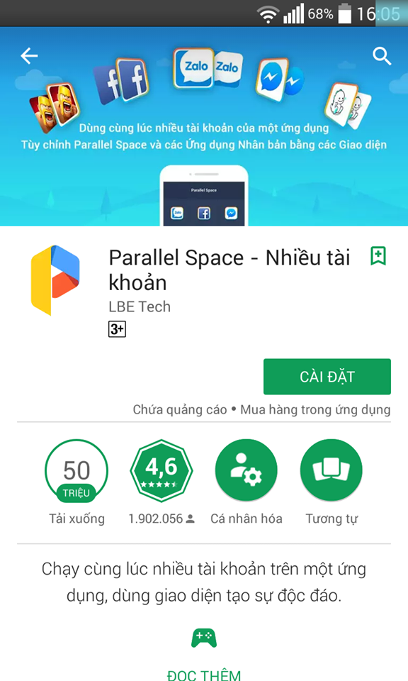 Nhân bản ứng dụng với Parallel Space Nhân bản ứng dụng với Parallel Space