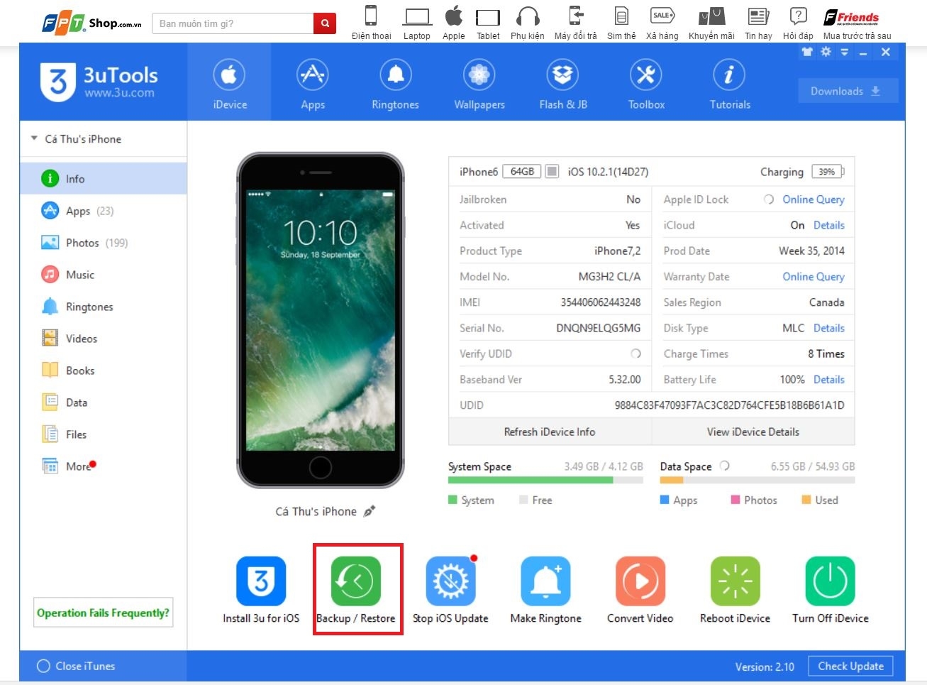 Backup và cập nhật lên iOS 10.3 dễ dàng và an toàn với 3uTools