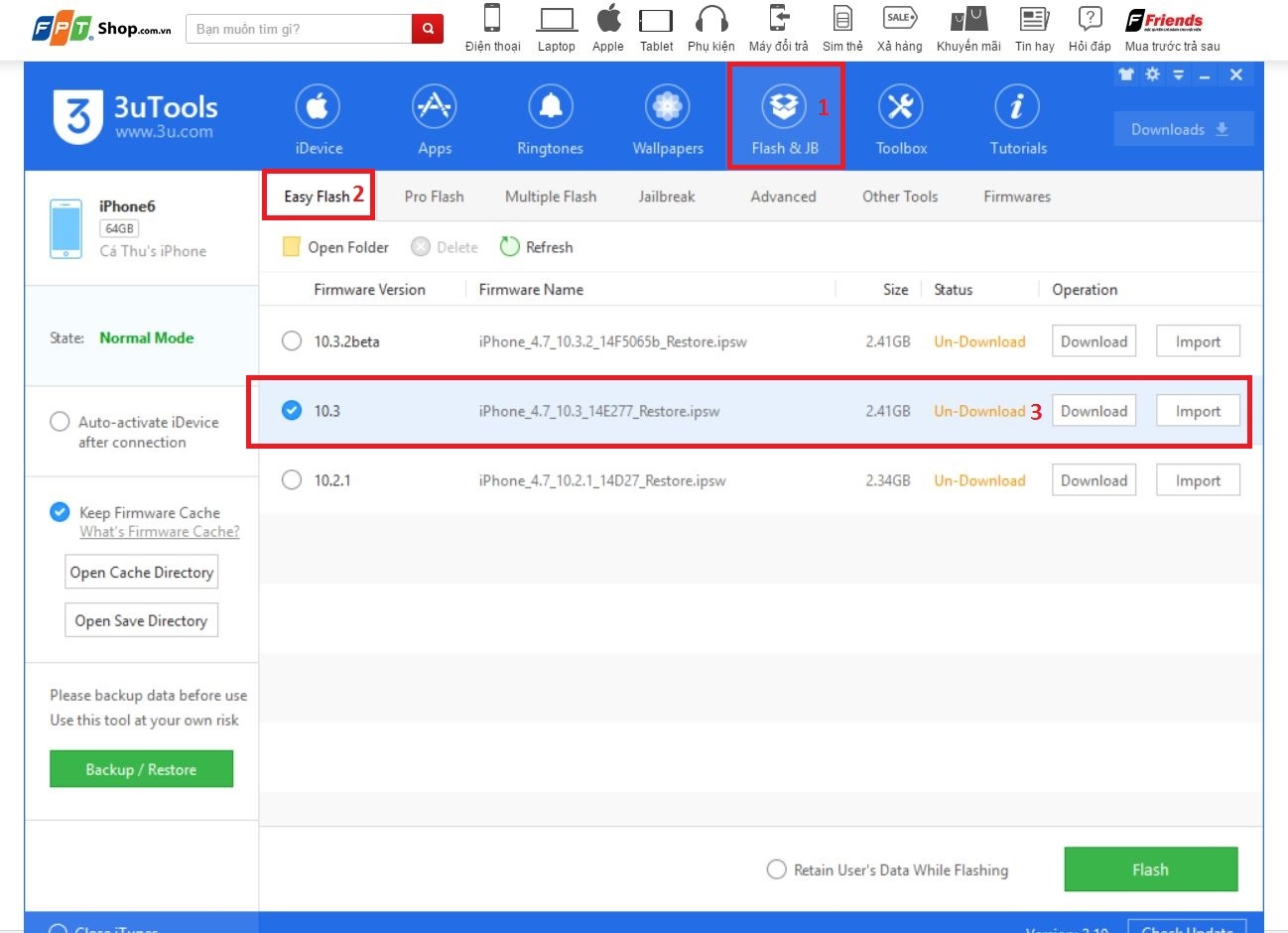 Backup và cập nhật lên iOS 10.3 dễ dàng và an toàn với 3uTools