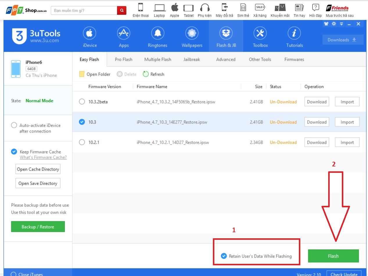 Backup và cập nhật lên iOS 10.3 dễ dàng và an toàn với 3uTools