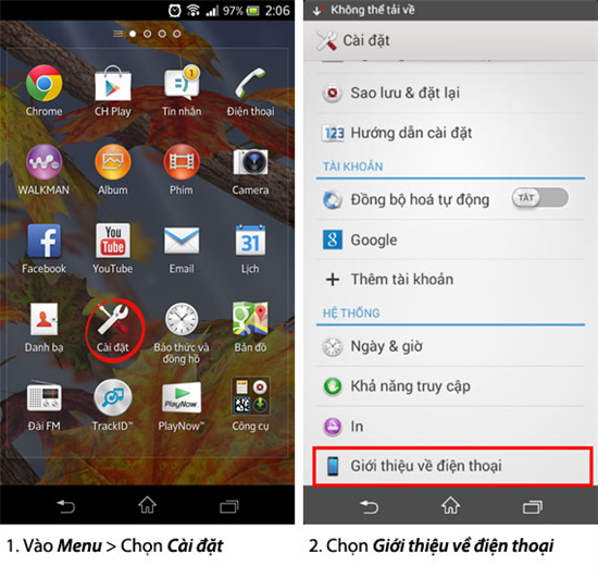 Check phiên bản Android