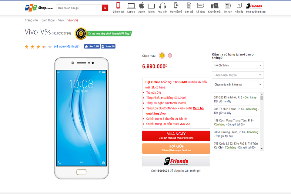 Cảm xúc thăng hoa với bộ quà tặng khi sở hữu ViVo V5s