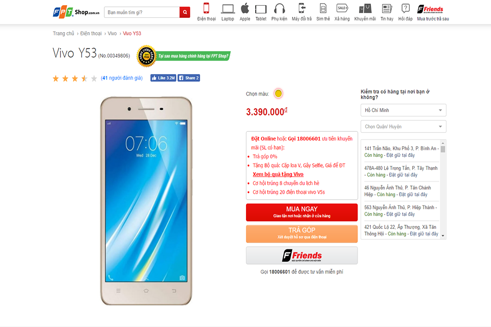 Những điểm nổi bật của smartphone ViVo Y53