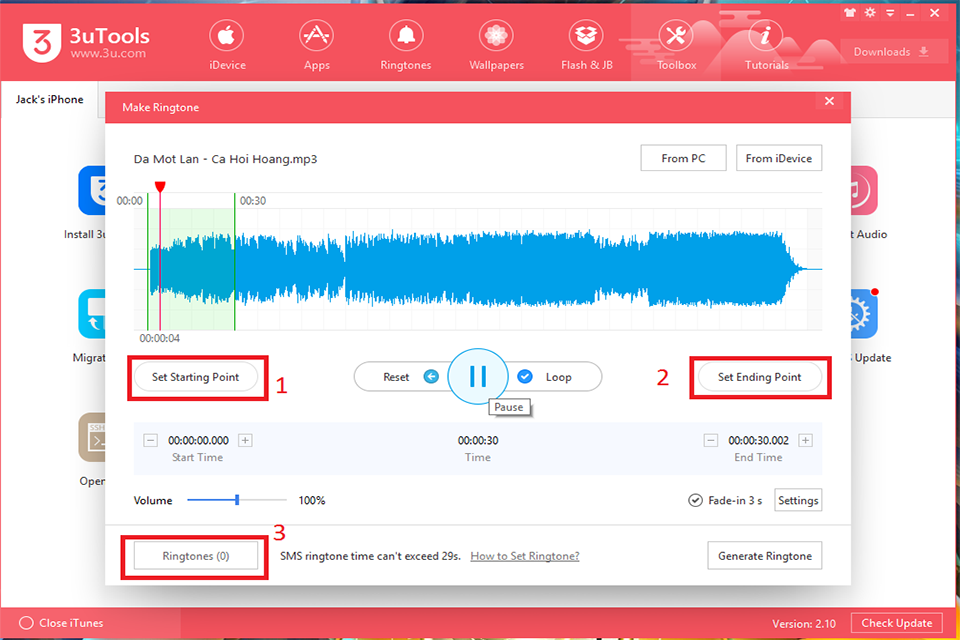 Cắt nhạc trên 3uTools Hướng dẫn cách cài nhạc chuông cho iPhone