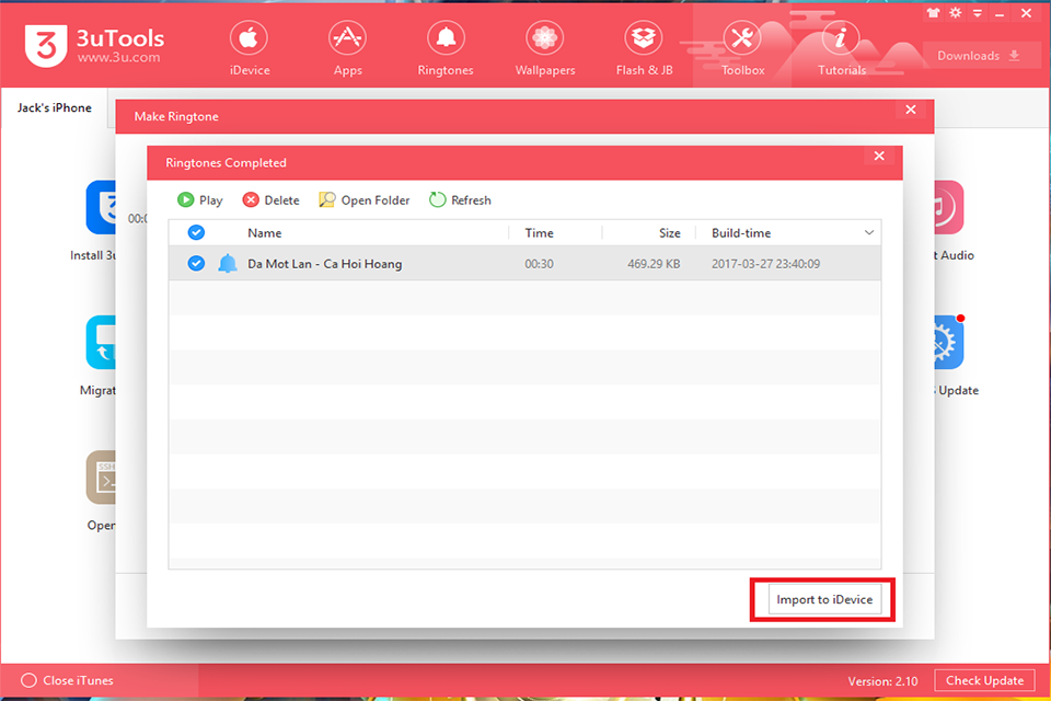 Chọn đoạn nhạc vừa cắt và import vào iPhone Hướng dẫn cách cài nhạc chuông cho iPhone