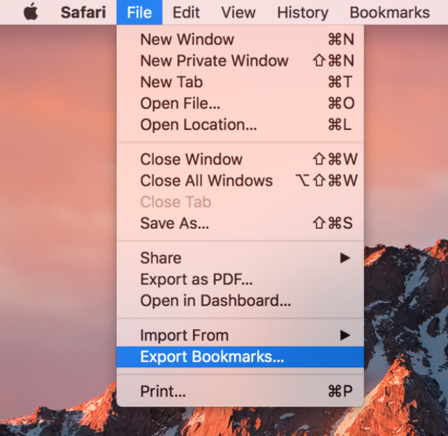 Chọn xuất bookmarks từ Safari trên máy Mac Hướng dẫn xuất bookmarks trên Safari ra máy Windows