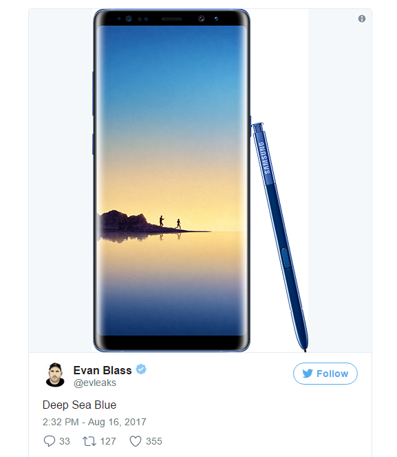 Galaxy Note 8 Deep Sea Blue Galaxy Note 8 Deep Sea Blue