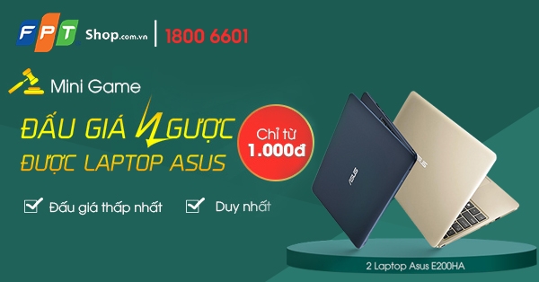 Đấu giá ngược Đấu giá ngược, nhận laptop “xịn” tại FPT Shop
