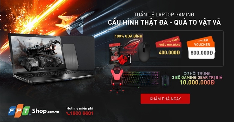 Mua laptop gaming nhận gaming gear trị giá 30 triệu đồng tại FPT Shop