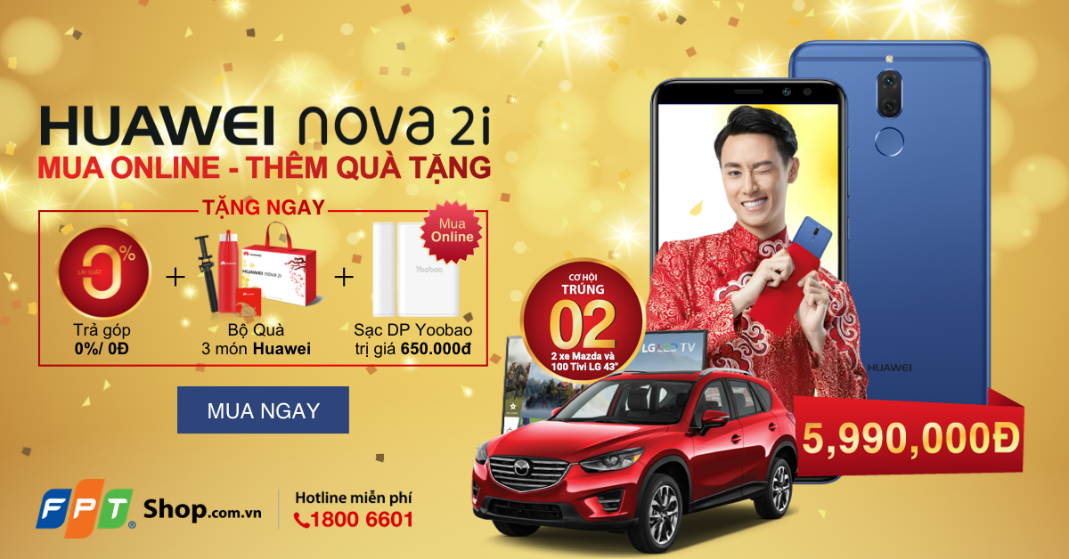Nhận thêm sạc dự phòng Yoobao 10.000mAh khi mua Huawei Nova 2i tại FPT Shop