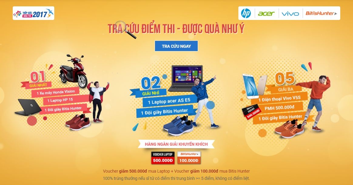 Tra cứu điểm thi THPT Quốc gia và nhận xe Honda Vision tại FPT Shop