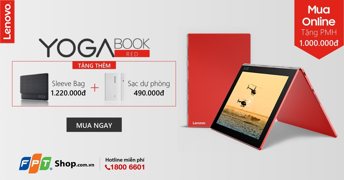 FPT Shop giảm sâu 1 triệu đồng khi mua online Lenovo Yoga Book Red