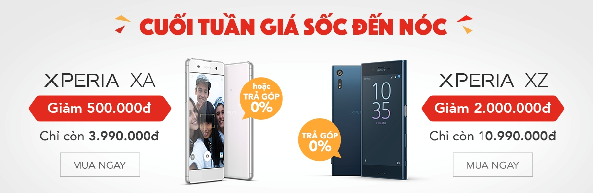 Sony Xperia XZ và XA FPT Shop tặng đến 2 triệu đồng cho khách hàng mua Sony Xperia XZ và Xperia XA