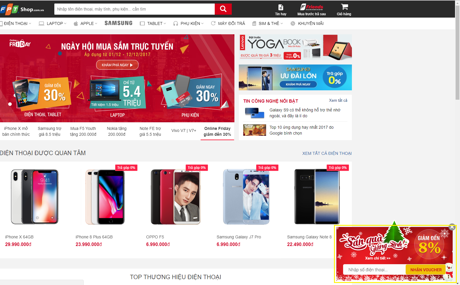 ONLINE FRIDAY: FPT Shop tặng hàng ngàn voucher giảm giá đến 8%