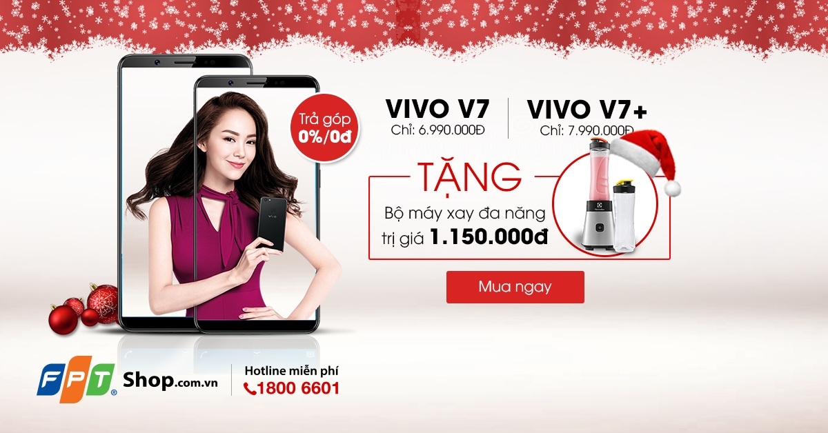 Chỉ với 699.000 đồng, sở hữu ngay smartphone tràn viền Vivo V7 tại FPT Shop