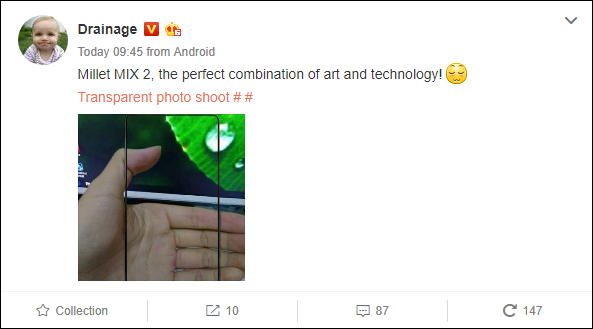 Xiaomi Mi Mix 2 lộ diện với viền siêu mỏng (ảnh 1) Xiaomi Mi Mix 2 lộ diện với viền siêu mỏng (ảnh 1)