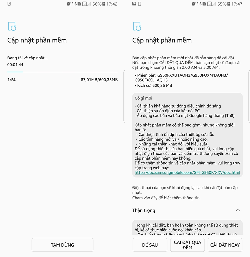 Bản cập nhật mới cho Galaxy S8/ S8+ Bản cập nhật mới cho Galaxy S8/ S8+