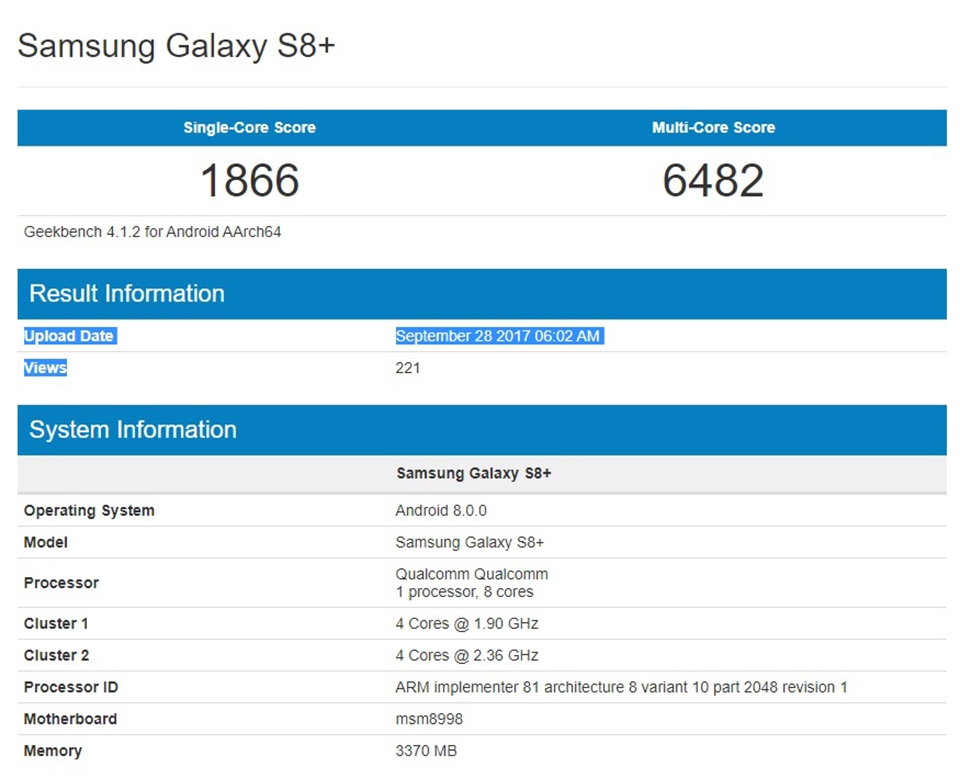 Galaxy S8 Plus chạy Android 8.0