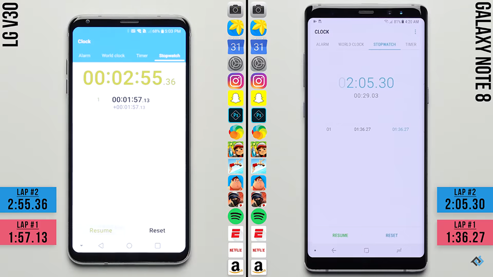 Đọ tốc độ Galaxy Note 8 vs LG V30 (ảnh 2)
