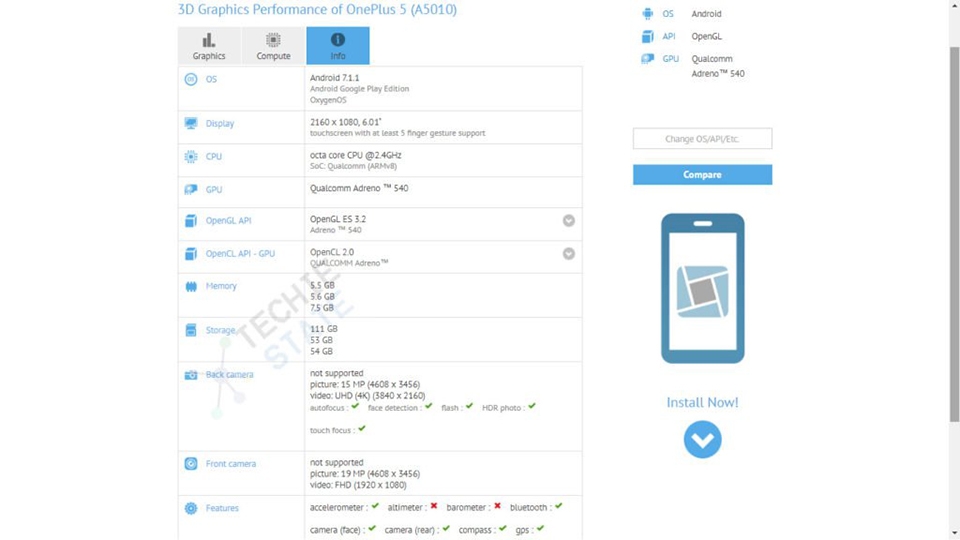 OnePlus 5T lộ cấu hình khủng trên GFXBench