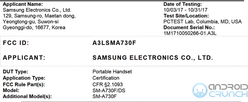 Galaxy A7 (2018) đạt chứng nhận FCC Galaxy A7 (2018) đạt chứng nhận FCC