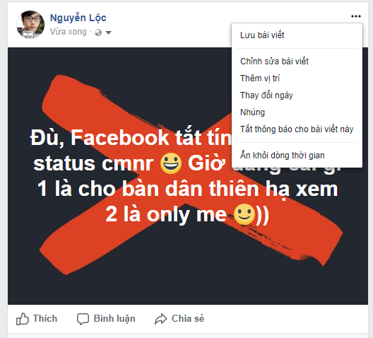 Facebook tắt tính năng xóa status (ảnh 1)