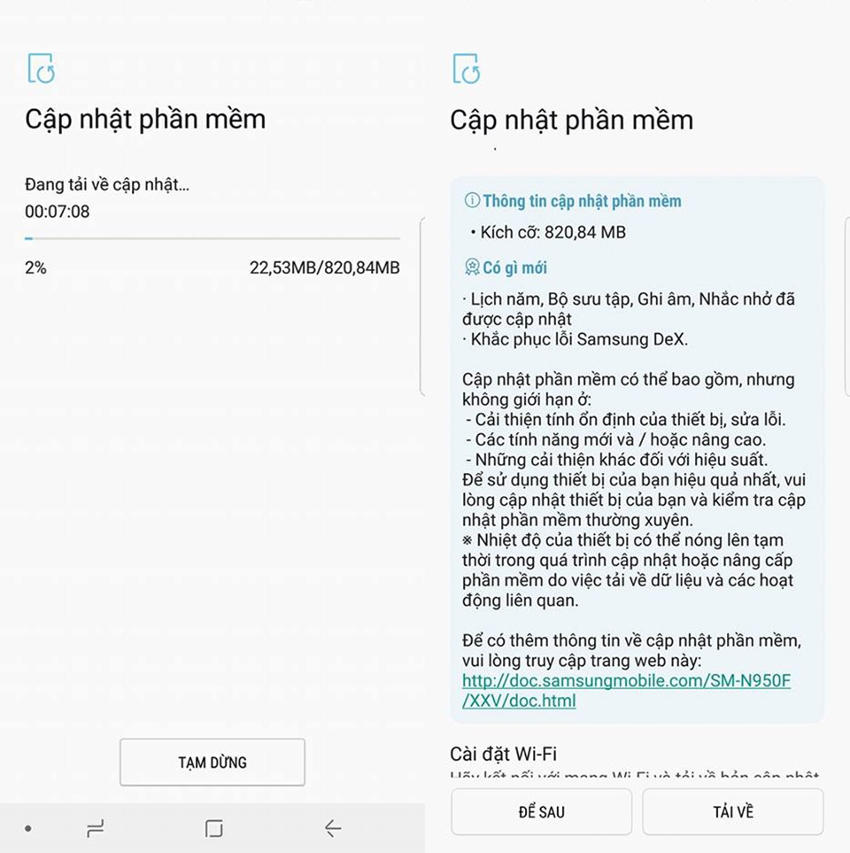 Note 8 nhận bản cập nhật mới Note 8 nhận bản cập nhật mới